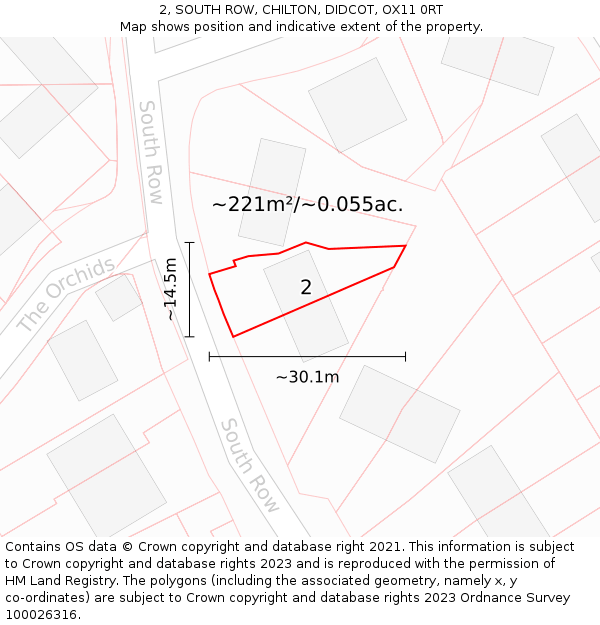 2, SOUTH ROW, CHILTON, DIDCOT, OX11 0RT: Plot and title map