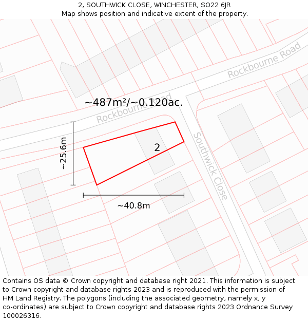 2, SOUTHWICK CLOSE, WINCHESTER, SO22 6JR: Plot and title map