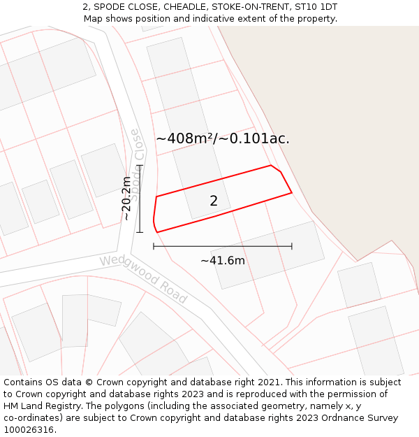 2, SPODE CLOSE, CHEADLE, STOKE-ON-TRENT, ST10 1DT: Plot and title map