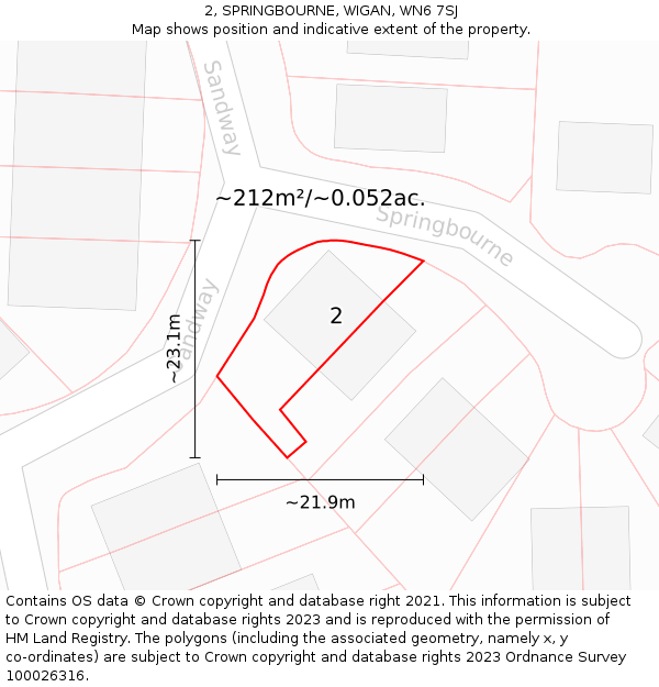 2, SPRINGBOURNE, WIGAN, WN6 7SJ: Plot and title map