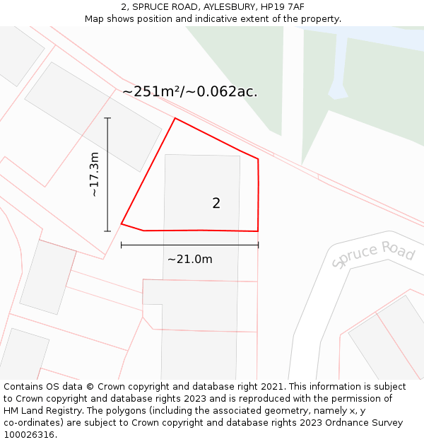 2, SPRUCE ROAD, AYLESBURY, HP19 7AF: Plot and title map