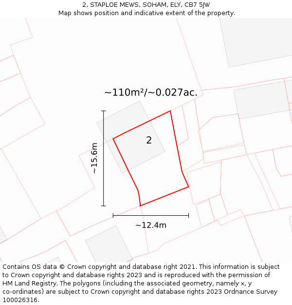 2, STAPLOE MEWS, SOHAM, ELY, CB7 5JW: Plot and title map