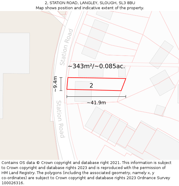 2, STATION ROAD, LANGLEY, SLOUGH, SL3 8BU: Plot and title map