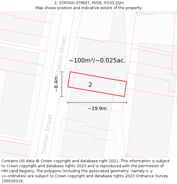2, STATION STREET, RYDE, PO33 2QH: Plot and title map