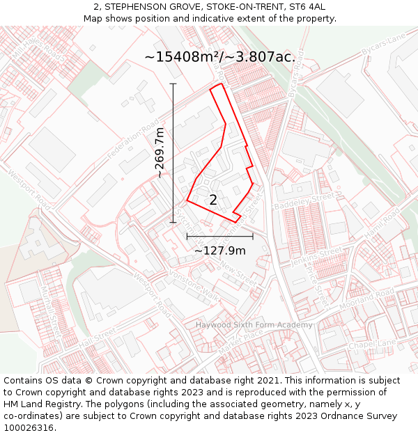 2, STEPHENSON GROVE, STOKE-ON-TRENT, ST6 4AL: Plot and title map