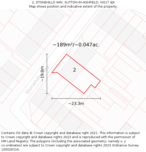 2, STONEHILLS WAY, SUTTON-IN-ASHFIELD, NG17 4JX: Plot and title map