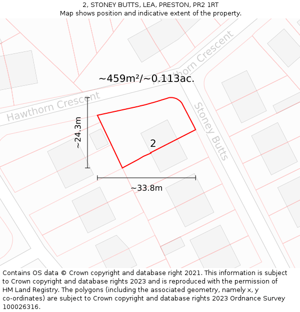 2, STONEY BUTTS, LEA, PRESTON, PR2 1RT: Plot and title map