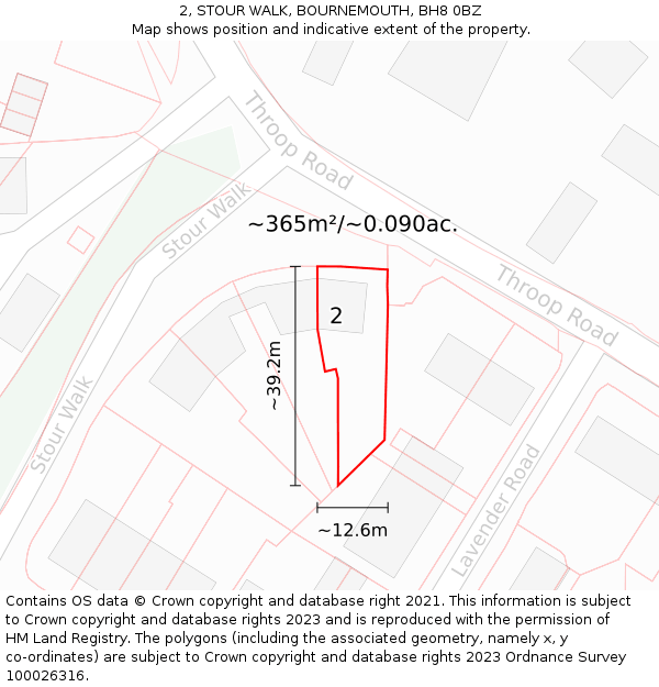 2, STOUR WALK, BOURNEMOUTH, BH8 0BZ: Plot and title map