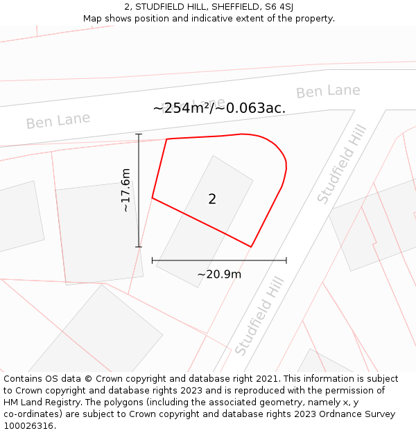 2, STUDFIELD HILL, SHEFFIELD, S6 4SJ: Plot and title map