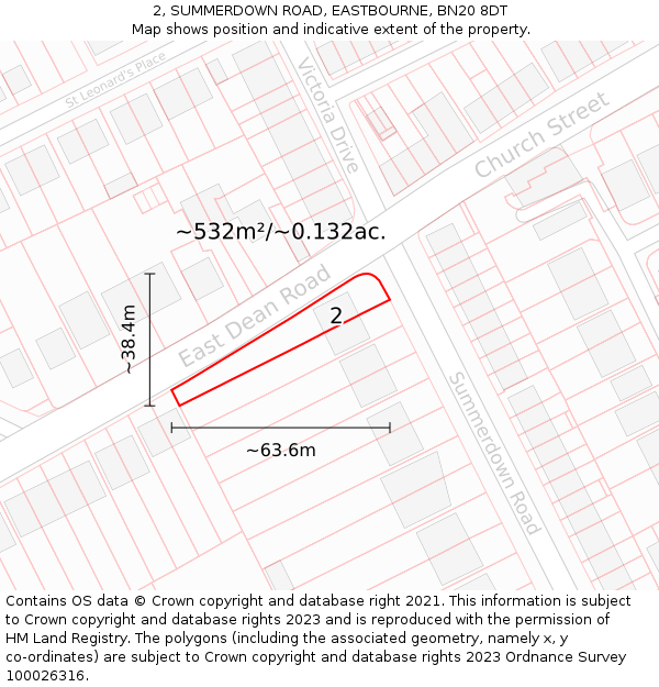 2, SUMMERDOWN ROAD, EASTBOURNE, BN20 8DT: Plot and title map