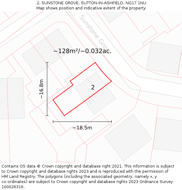 2, SUNSTONE GROVE, SUTTON-IN-ASHFIELD, NG17 1NU: Plot and title map