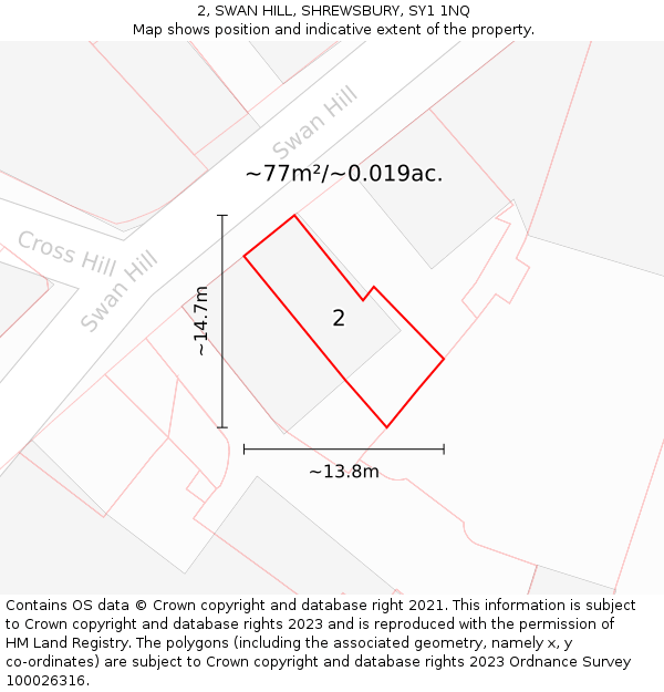 2, SWAN HILL, SHREWSBURY, SY1 1NQ: Plot and title map