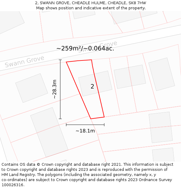 2, SWANN GROVE, CHEADLE HULME, CHEADLE, SK8 7HW: Plot and title map