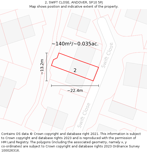 2, SWIFT CLOSE, ANDOVER, SP10 5PJ: Plot and title map