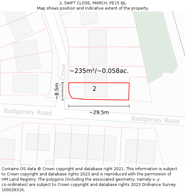 2, SWIFT CLOSE, MARCH, PE15 9JL: Plot and title map