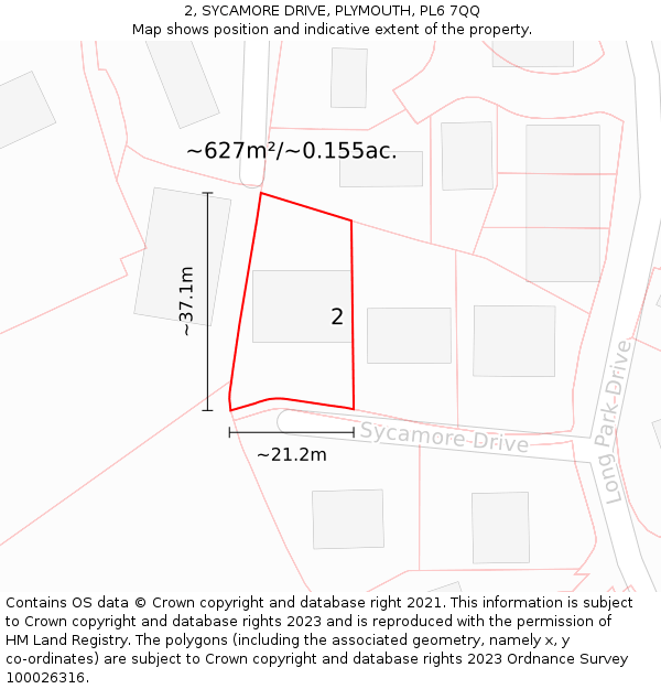 2, SYCAMORE DRIVE, PLYMOUTH, PL6 7QQ: Plot and title map