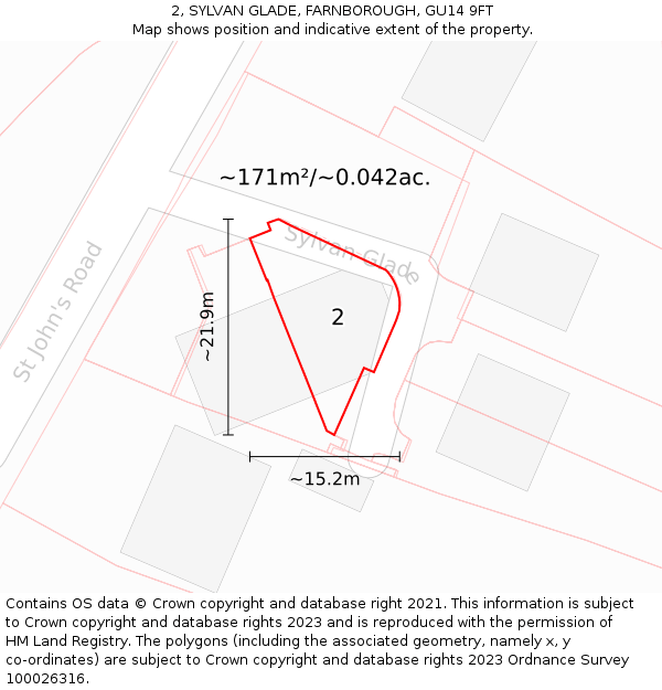 2, SYLVAN GLADE, FARNBOROUGH, GU14 9FT: Plot and title map