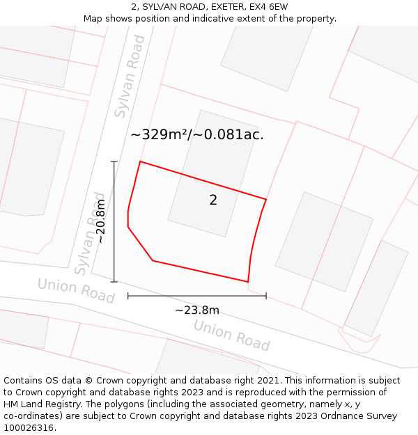 2, SYLVAN ROAD, EXETER, EX4 6EW: Plot and title map