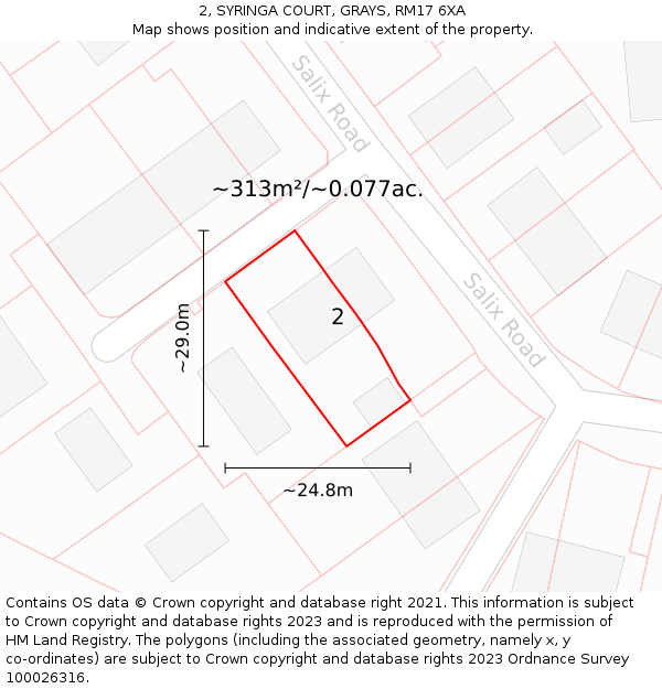 2, SYRINGA COURT, GRAYS, RM17 6XA: Plot and title map