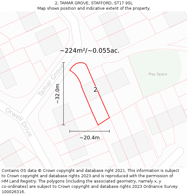 2, TAMAR GROVE, STAFFORD, ST17 9SL: Plot and title map