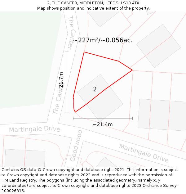 2, THE CANTER, MIDDLETON, LEEDS, LS10 4TX: Plot and title map