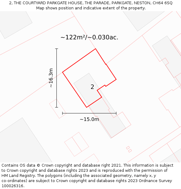 2, THE COURTYARD PARKGATE HOUSE, THE PARADE, PARKGATE, NESTON, CH64 6SQ: Plot and title map