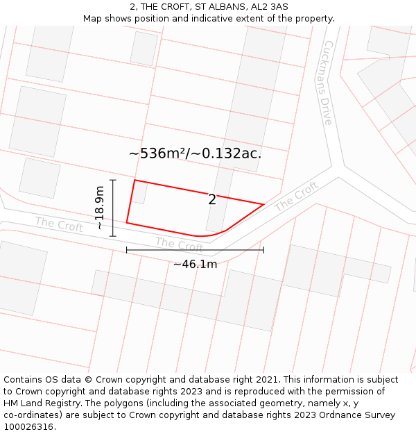 2, THE CROFT, ST ALBANS, AL2 3AS: Plot and title map