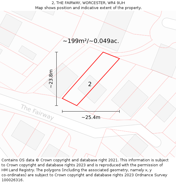 2, THE FAIRWAY, WORCESTER, WR4 9UH: Plot and title map