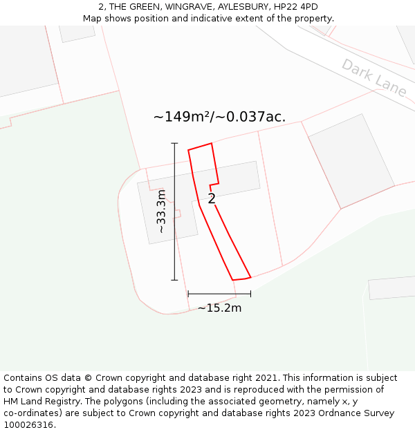 2, THE GREEN, WINGRAVE, AYLESBURY, HP22 4PD: Plot and title map