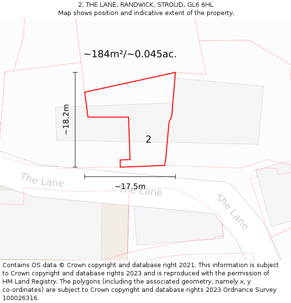 2, THE LANE, RANDWICK, STROUD, GL6 6HL: Plot and title map