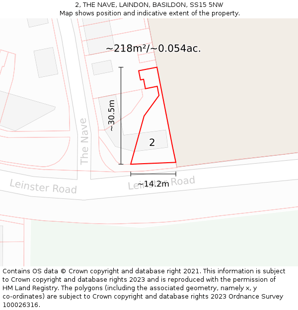 2, THE NAVE, LAINDON, BASILDON, SS15 5NW: Plot and title map