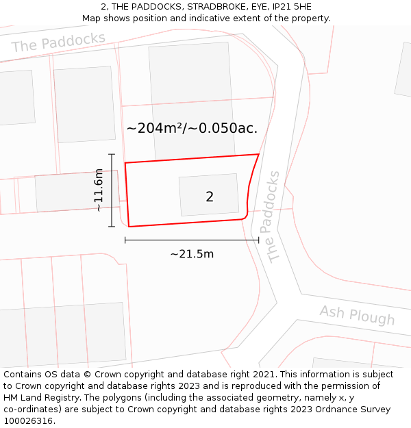 2, THE PADDOCKS, STRADBROKE, EYE, IP21 5HE: Plot and title map