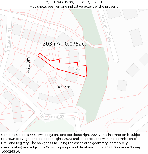 2, THE SAPLINGS, TELFORD, TF7 5UJ: Plot and title map