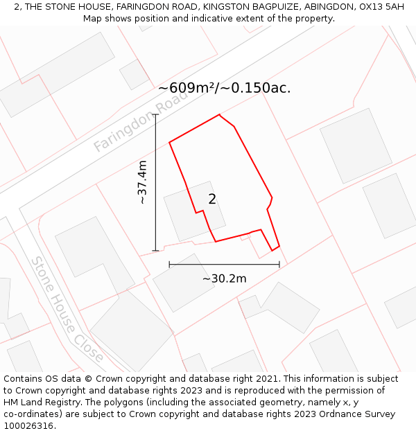 2, THE STONE HOUSE, FARINGDON ROAD, KINGSTON BAGPUIZE, ABINGDON, OX13 5AH: Plot and title map