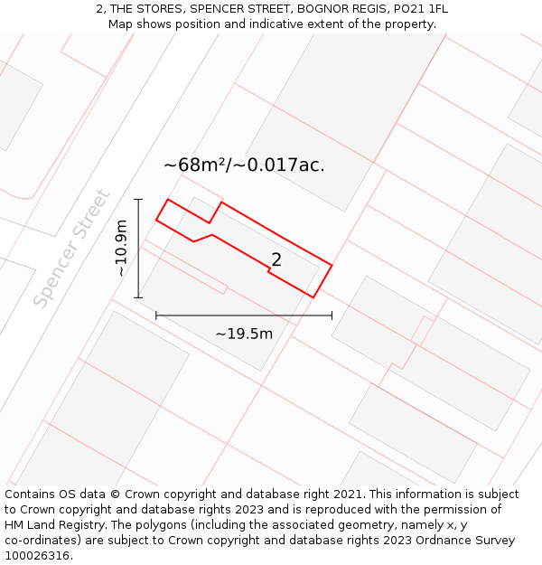 2, THE STORES, SPENCER STREET, BOGNOR REGIS, PO21 1FL: Plot and title map