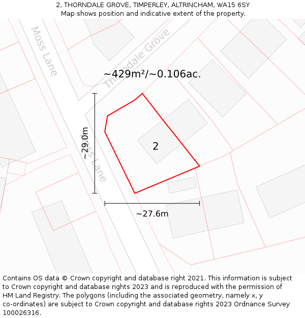 2, THORNDALE GROVE, TIMPERLEY, ALTRINCHAM, WA15 6SY: Plot and title map