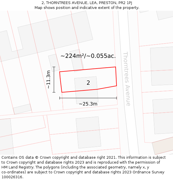 2, THORNTREES AVENUE, LEA, PRESTON, PR2 1PJ: Plot and title map