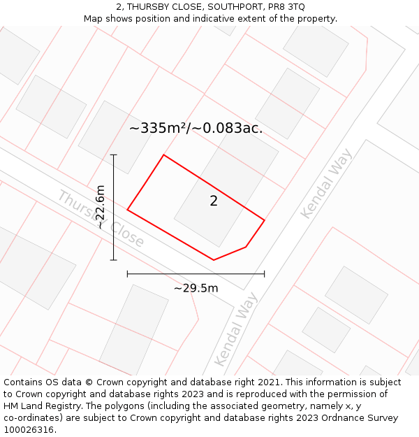 2, THURSBY CLOSE, SOUTHPORT, PR8 3TQ: Plot and title map