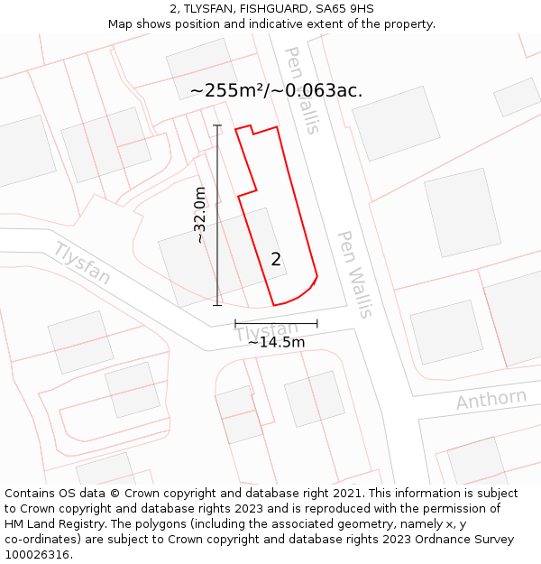 2, TLYSFAN, FISHGUARD, SA65 9HS: Plot and title map