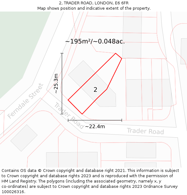 2, TRADER ROAD, LONDON, E6 6FR: Plot and title map