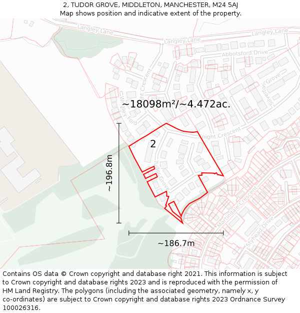 2, TUDOR GROVE, MIDDLETON, MANCHESTER, M24 5AJ: Plot and title map