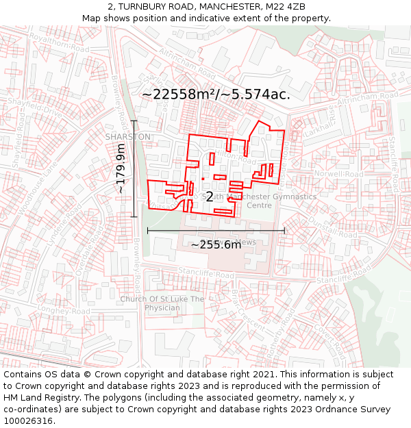 2, TURNBURY ROAD, MANCHESTER, M22 4ZB: Plot and title map