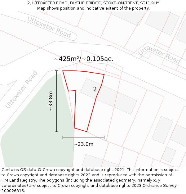 2, UTTOXETER ROAD, BLYTHE BRIDGE, STOKE-ON-TRENT, ST11 9HY: Plot and title map