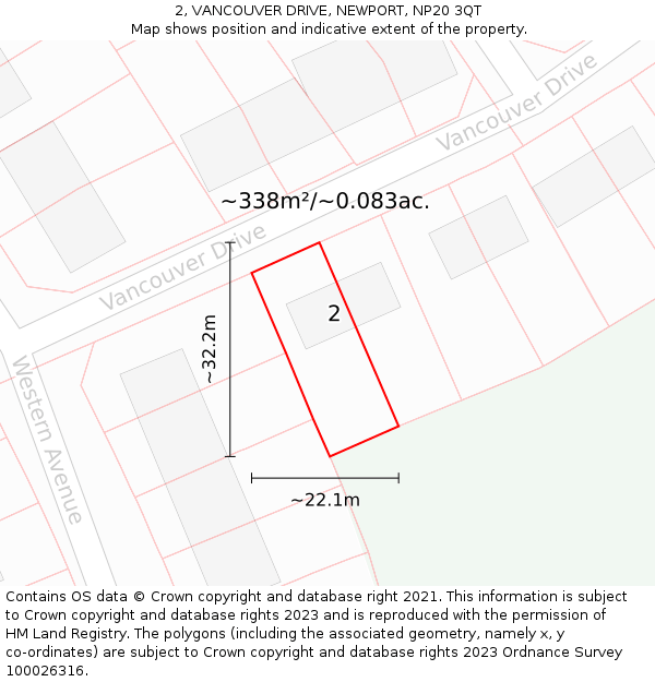 2, VANCOUVER DRIVE, NEWPORT, NP20 3QT: Plot and title map