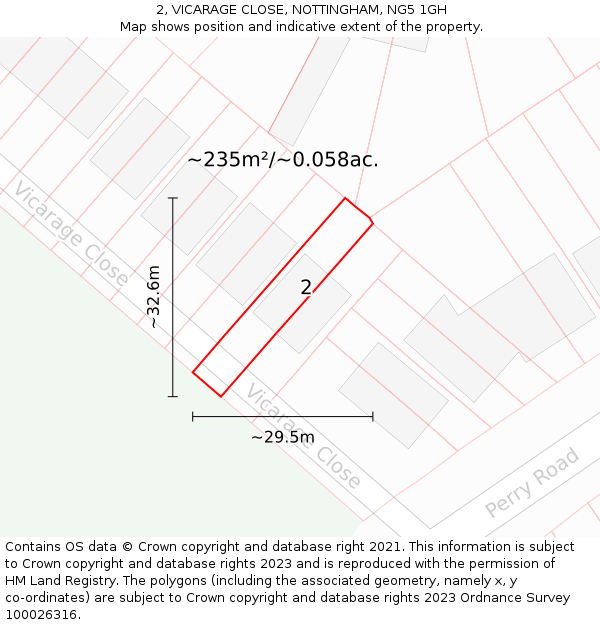 2, VICARAGE CLOSE, NOTTINGHAM, NG5 1GH: Plot and title map