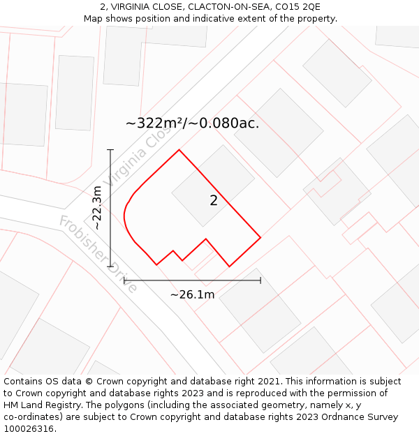 2, VIRGINIA CLOSE, CLACTON-ON-SEA, CO15 2QE: Plot and title map