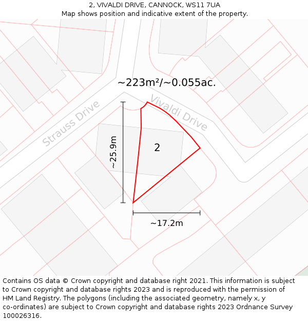 2, VIVALDI DRIVE, CANNOCK, WS11 7UA: Plot and title map