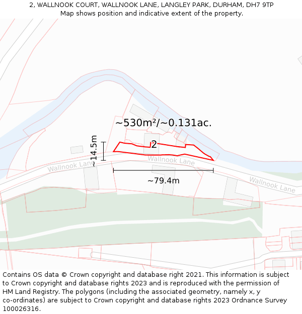 2, WALLNOOK COURT, WALLNOOK LANE, LANGLEY PARK, DURHAM, DH7 9TP: Plot and title map