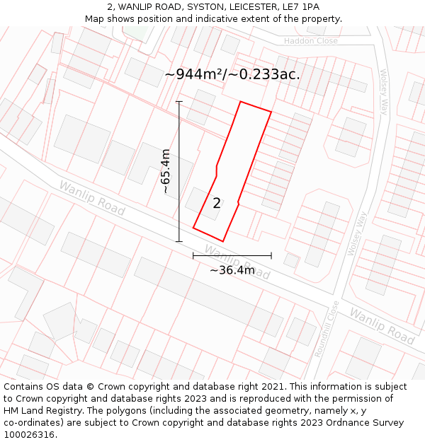 2, WANLIP ROAD, SYSTON, LEICESTER, LE7 1PA: Plot and title map