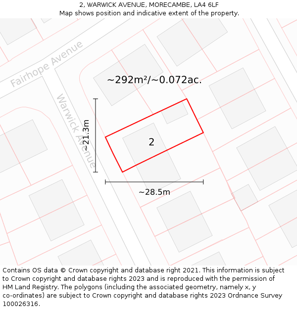 2, WARWICK AVENUE, MORECAMBE, LA4 6LF: Plot and title map